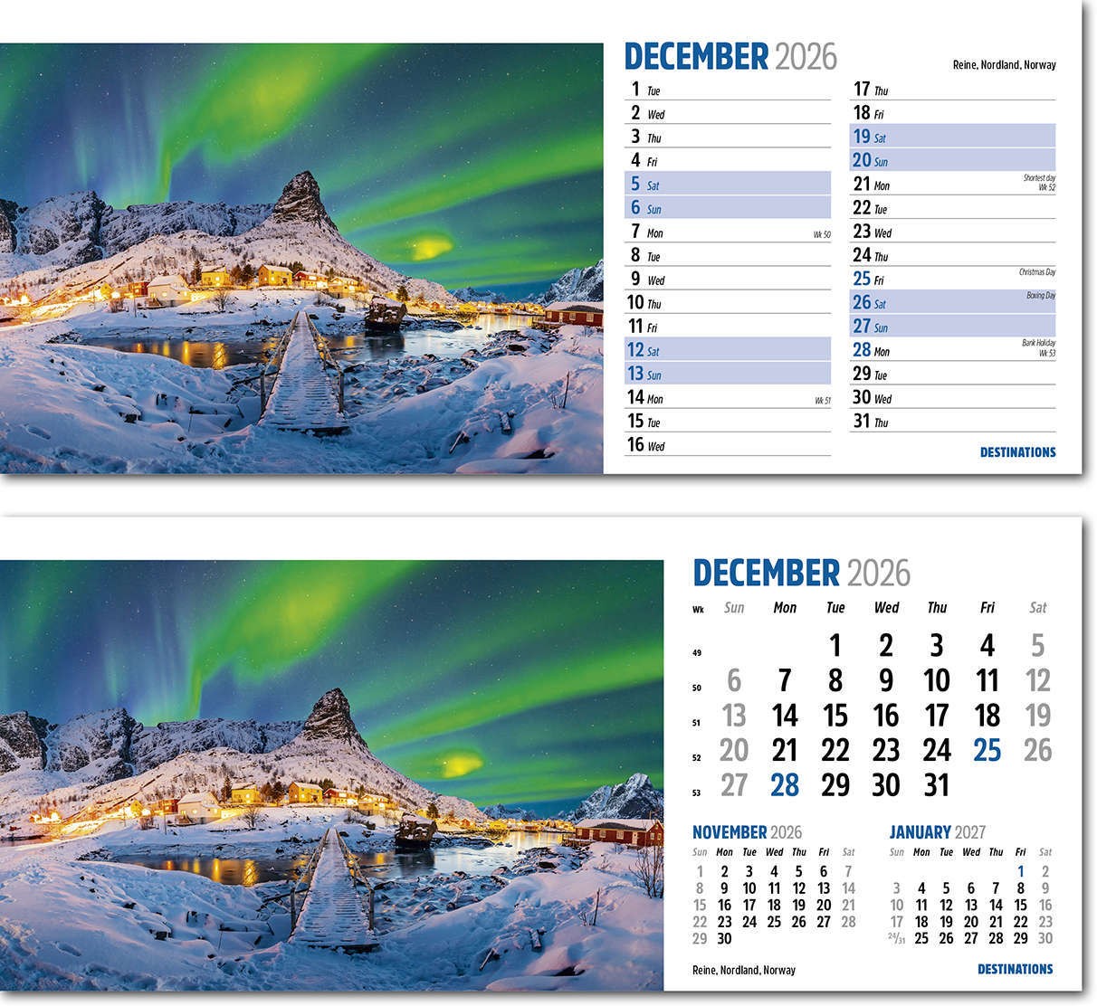 Destinations Desk Calendar