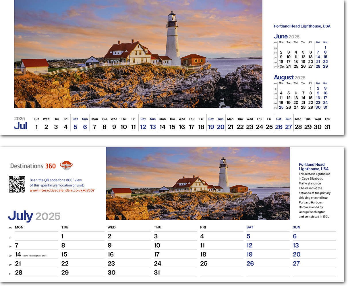 Destinations360 Premium Lined Easel Desk Calendar