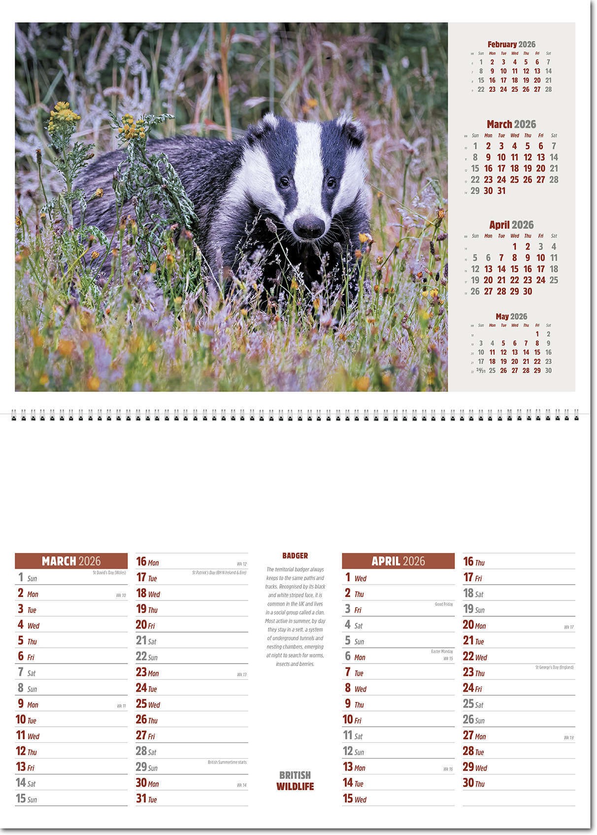 British Wildlife Postage Saver Calendar